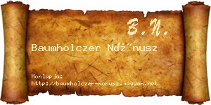 Baumholczer Nónusz névjegykártya